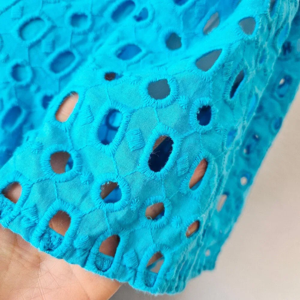 EUC Anthropologie Somerset Eyelet Edition Maxi Dress Short Sleeve Pocket Blue - Picture 7 of 16